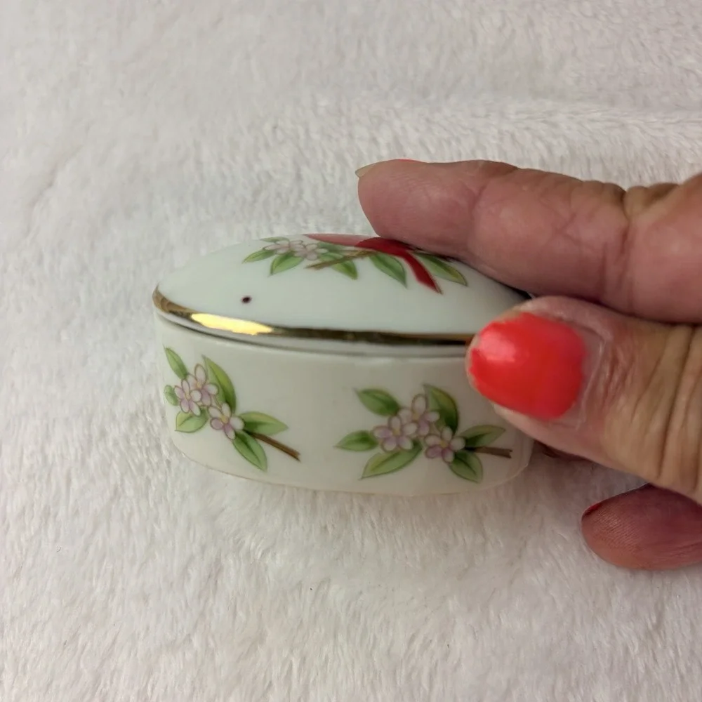 Vtg 80s Lefton Porcelain Cardinal Keepsake Trinket Box 2641 Hand Painted Japan